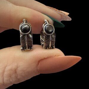 earrings feather vintage style gemstone jewelry fashion accessories silver gift